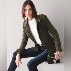 White House Black Market Army Green Utility Blazer with Gold Button Detail